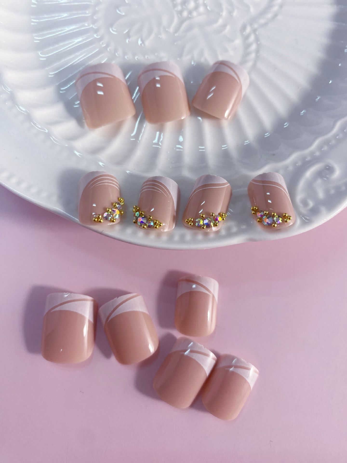 Removable Oblique French Simplicity Wear-resistant Finished Product Nail Sticker