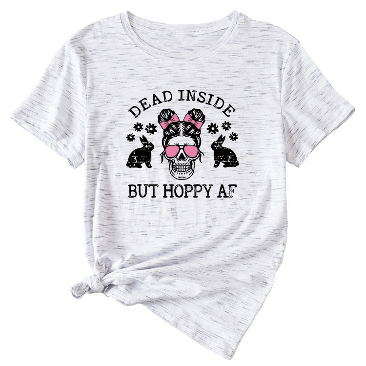 Skull Pattern Women's Summer Round Neck Short Sleeve
