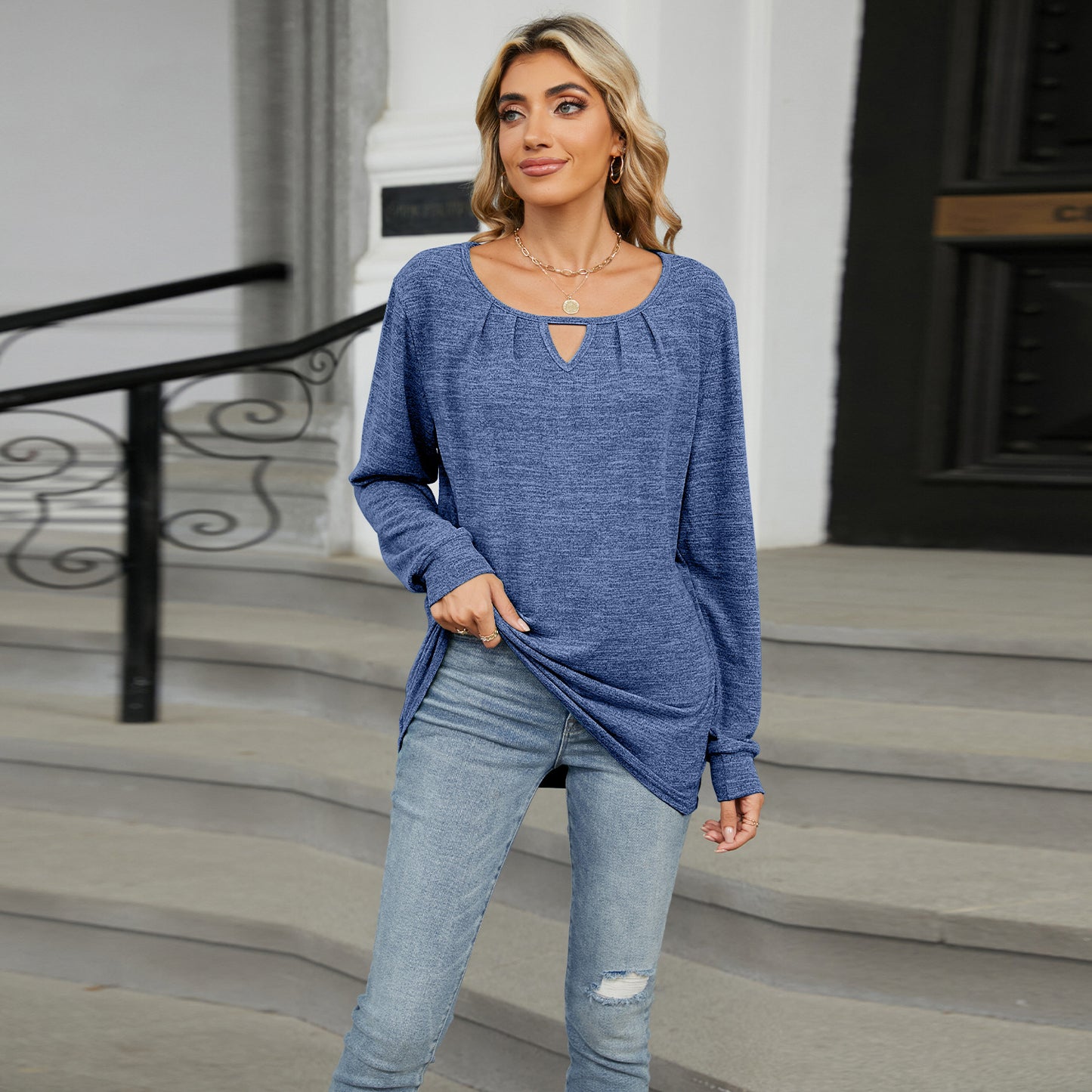 Solid Color Loose Long Sleeve T-shirt Fashion Casual Tops For Women Clothing