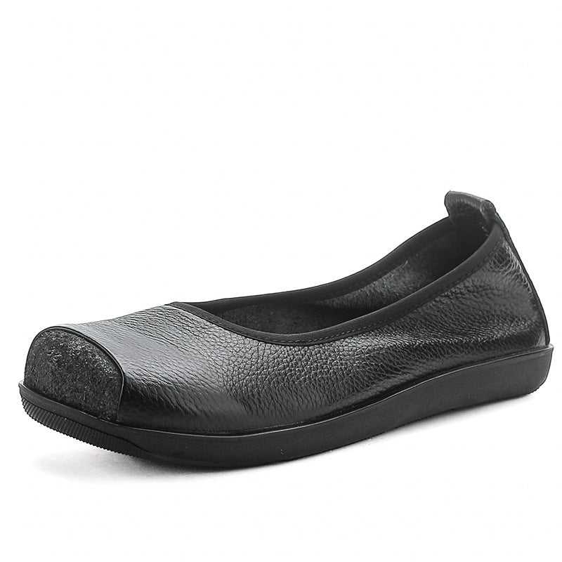 First Layer Cow Autumn Leather Shoes Flat Heel Comfort