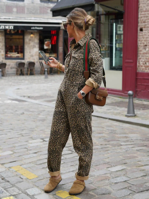 Pajama Set Stylish Preppy Leopard Print New Autumn Arrival