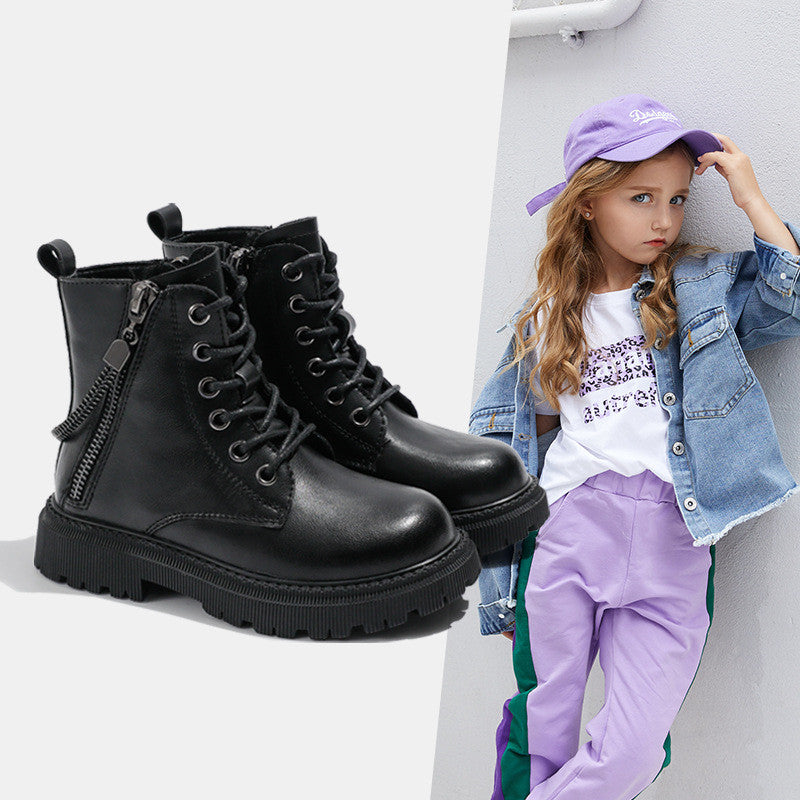 Autumn And Winter Children's Leather Martin Boots