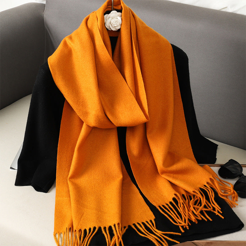 Solid Color Maillard Scarf Cashmere-like Women Warm Shawl