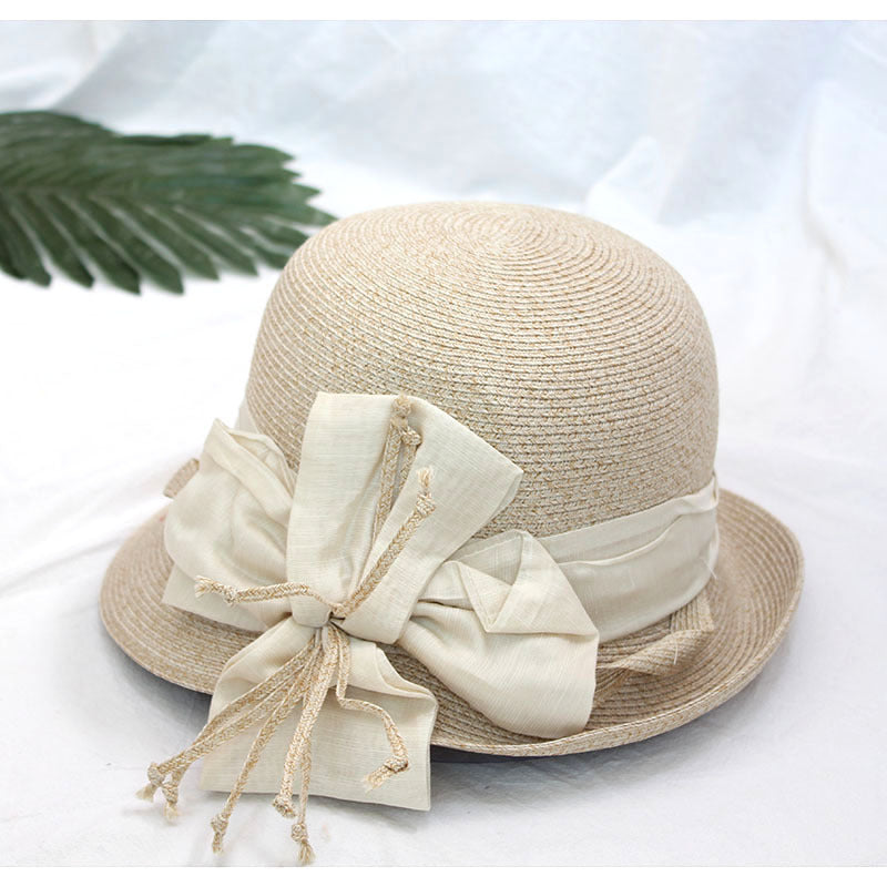 Flowers Curled Brim Basin Straw Hat