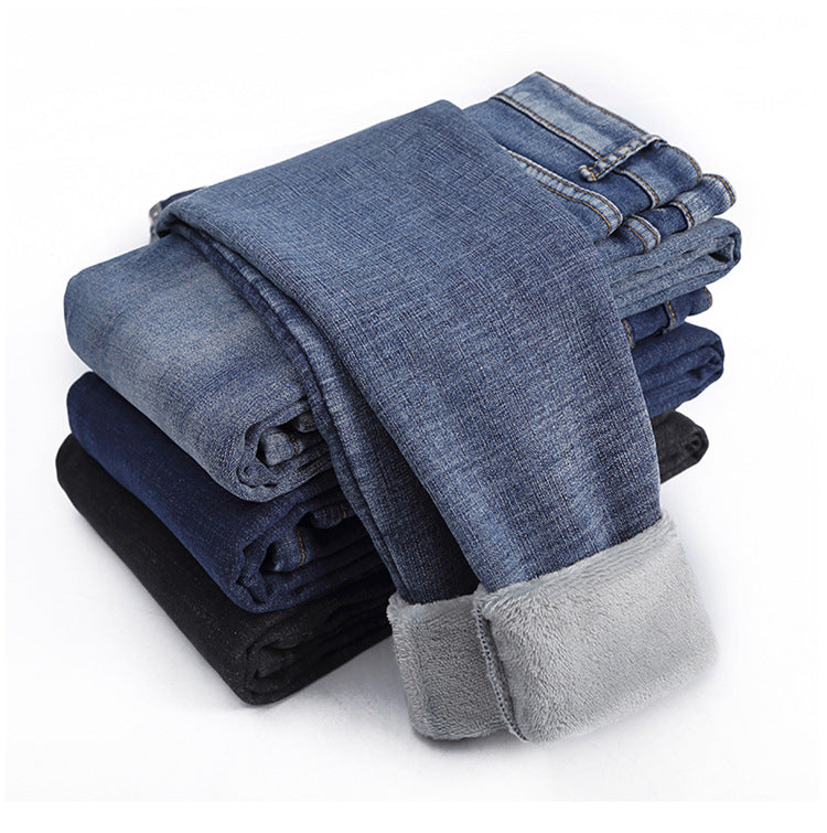 Autumn And Winter New Slim Skinny Warm High Waisted Jeans