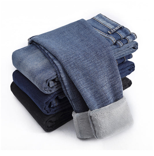 Autumn And Winter New Slim Skinny Warm High Waisted Jeans