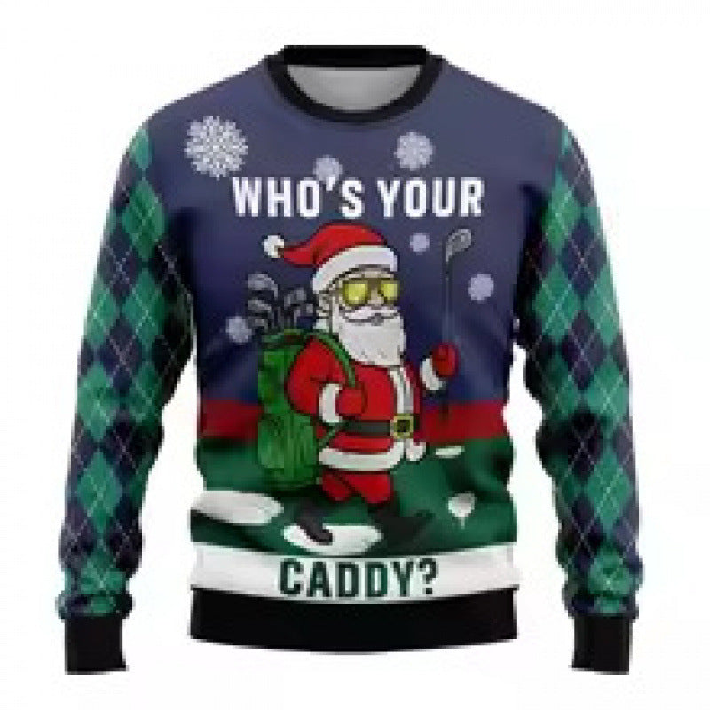 Printed Long Sleeve Round Neck Christmas Top