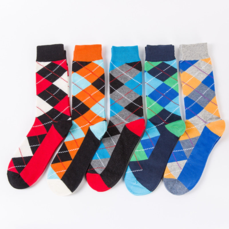 Fashion Plaid Casual Cotton Socks