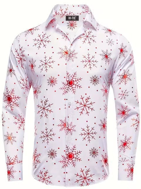 Men's Long-sleeve Shirt With A Snowflake Pattern