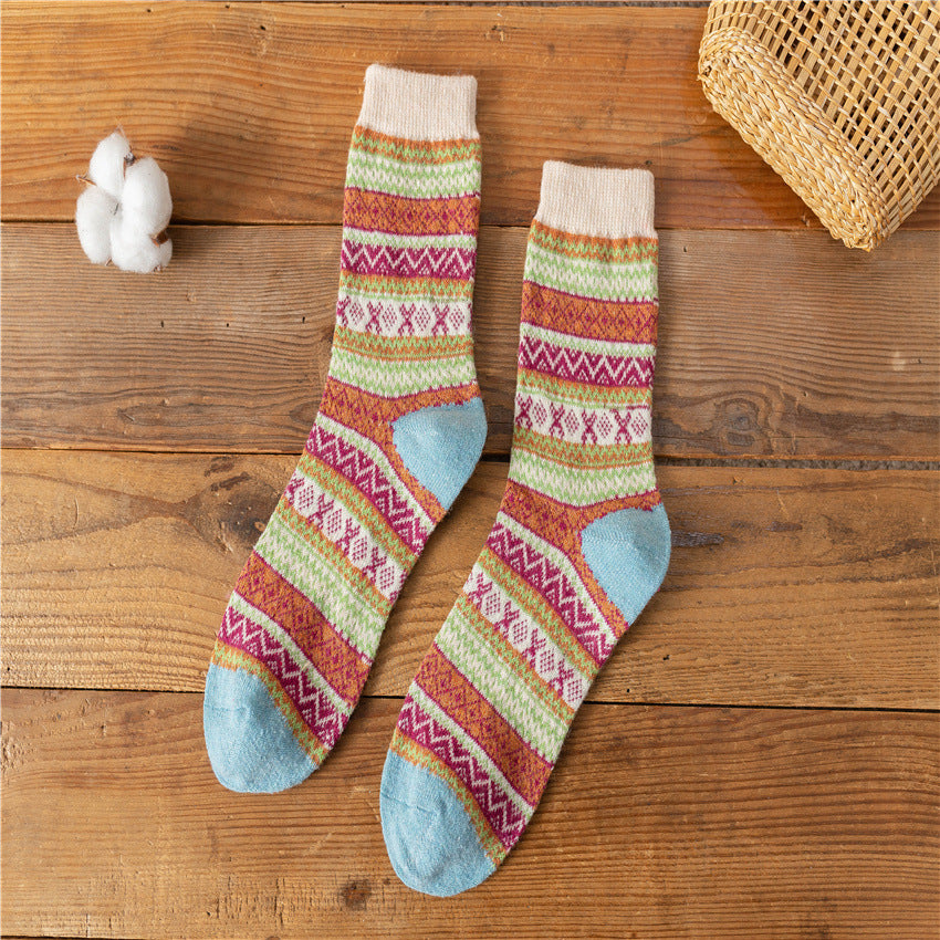 Autumn and Winter Retro National Style Wool Warm Socks