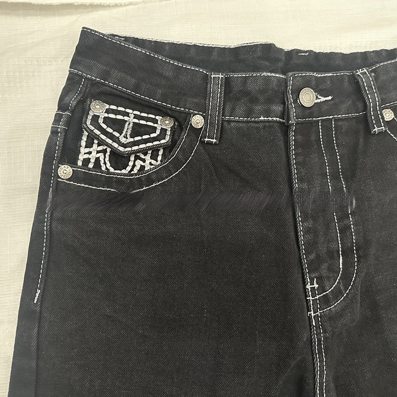Jeans til udenlandsk handel, bukser med rock-motiv, løse afslappede lige bukser