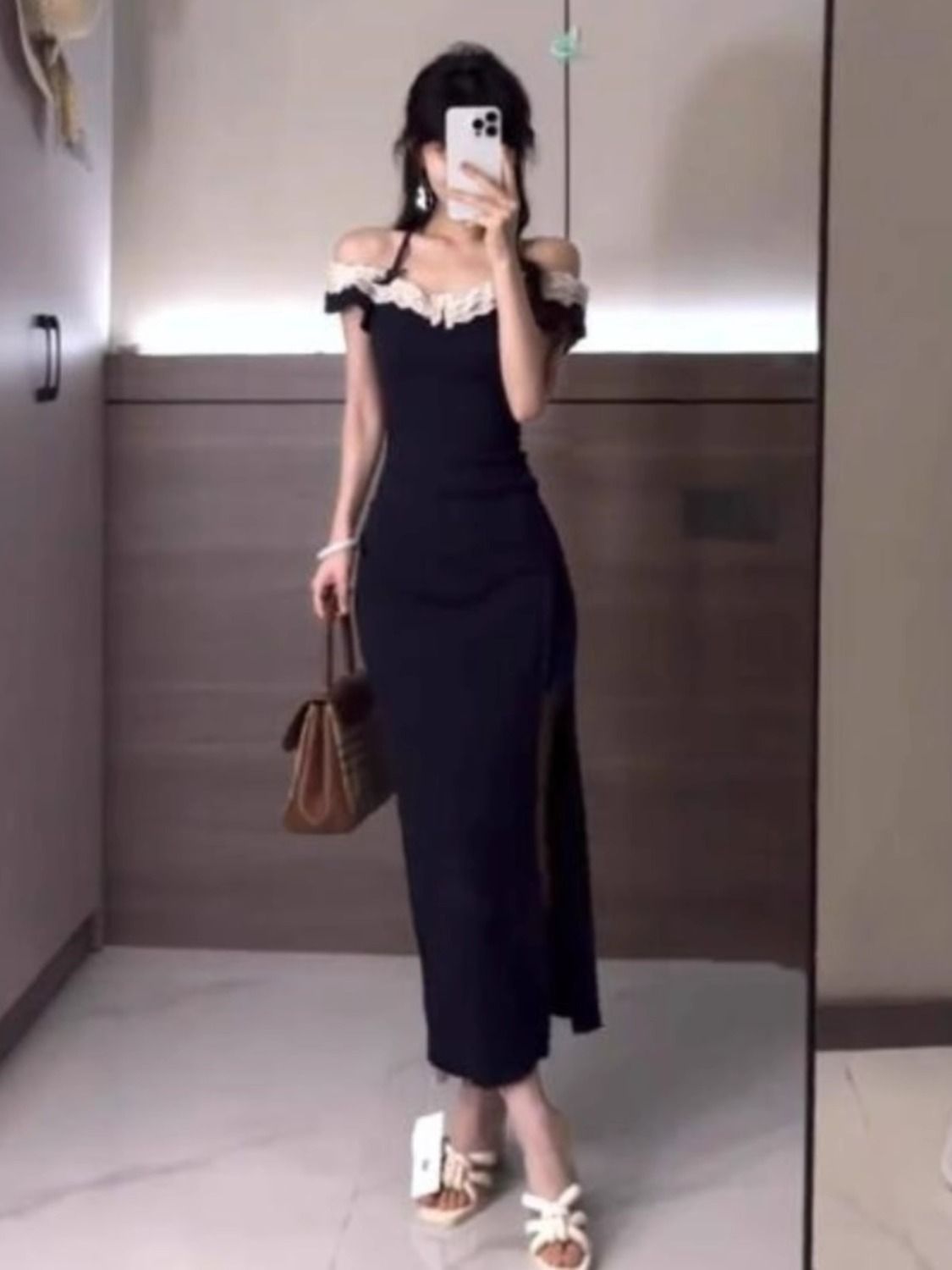 French-style Chic Lace Cutout Patchwork Summer Dress For A Sassy Edgy Look