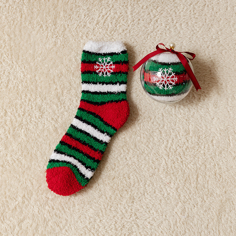 Tide Christmas Ball Coral Fleece Socks