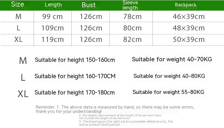 Men's And Women's Outdoor Waterproof Schoolbag Raincoat