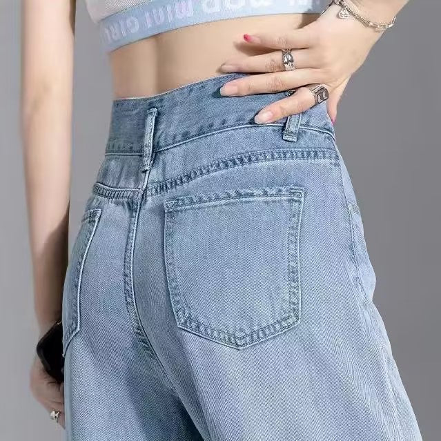 High Waist Drooping Thin Straight Pants