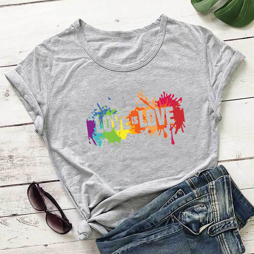 Valentine's Day Love Is Love Letter Color Printed T-shirt