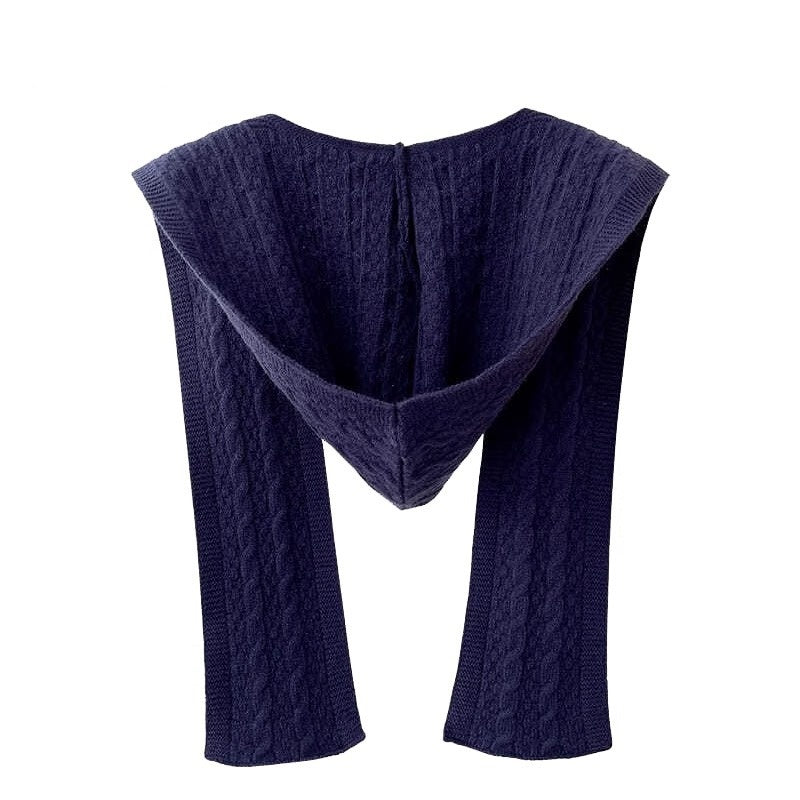 Spring And Autumn Internet Celebrity Shawl Hat Scarf Integrated Hooded Knitted