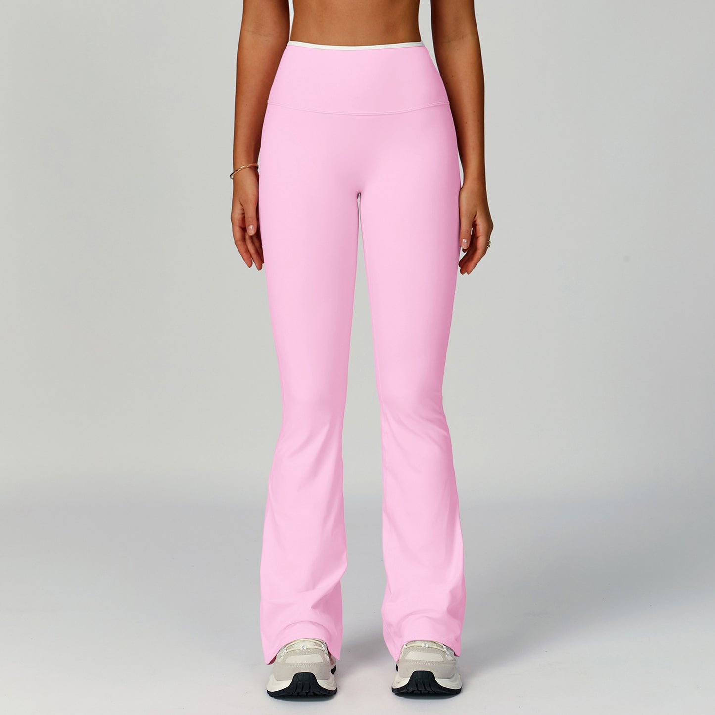 Contrast-color High-waist Flared Athletic Pants For Women