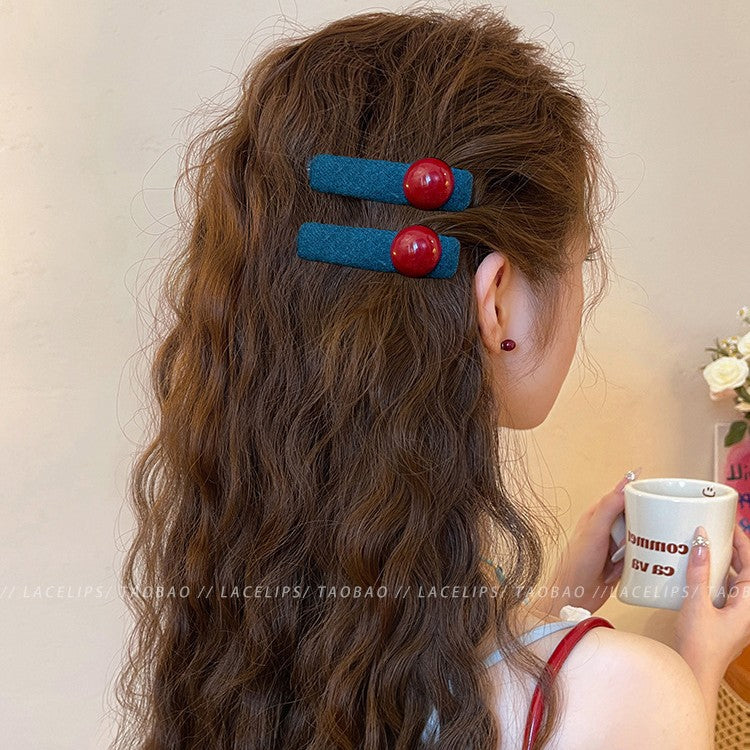 Blue Red Beads Barrettes Women