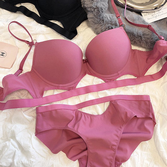 Small Chest Push Up Big Underwear Women's Hollow Soft Wire Accessory Breast Push Up 34 Bra Set