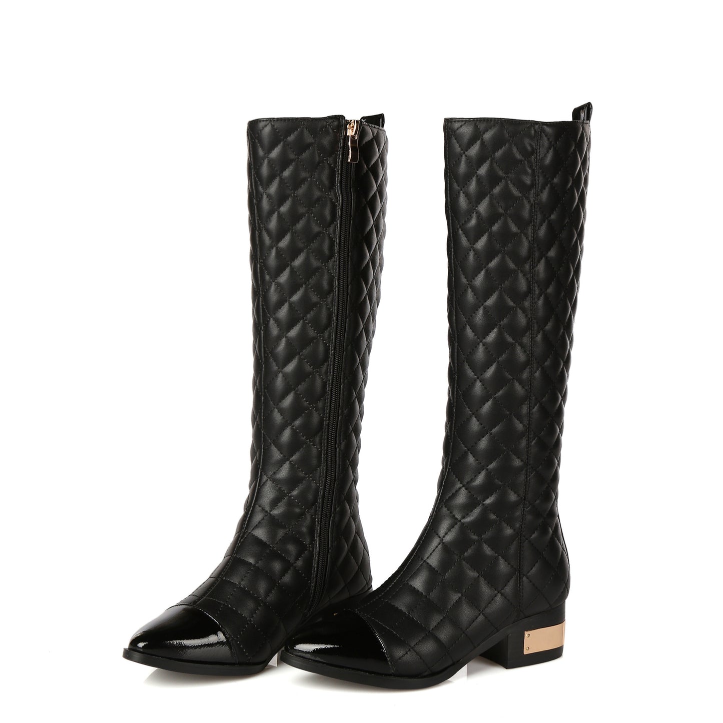 High-top Handsome Plaid Cowhide Boots Women British Style