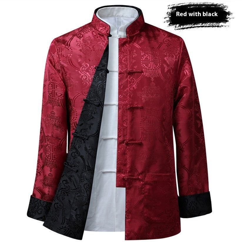 Men's Tang Suit Spring And Autumn Thin Coat Double-sided Wear
