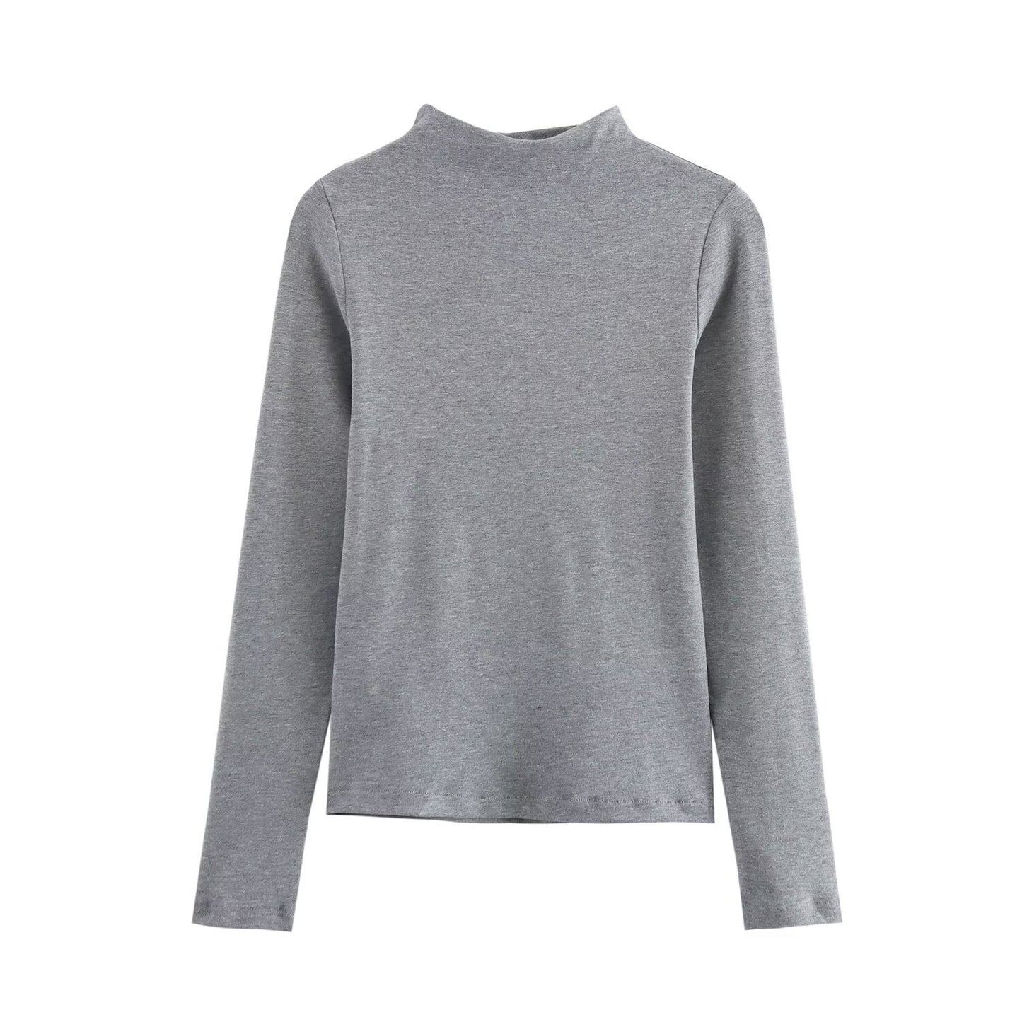 Nye efterårsdametøj mode alsidig simpel rullekrave T-shirt