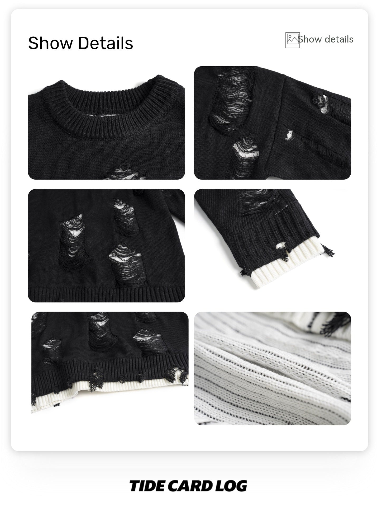 Fake Two-piece Hole Oversize Design Sense Idle Style Couple Sweater