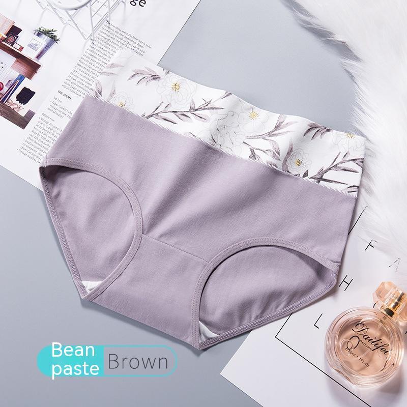 High Waist Pure Cotton Printed Large Size Girl's Underwear Seamless