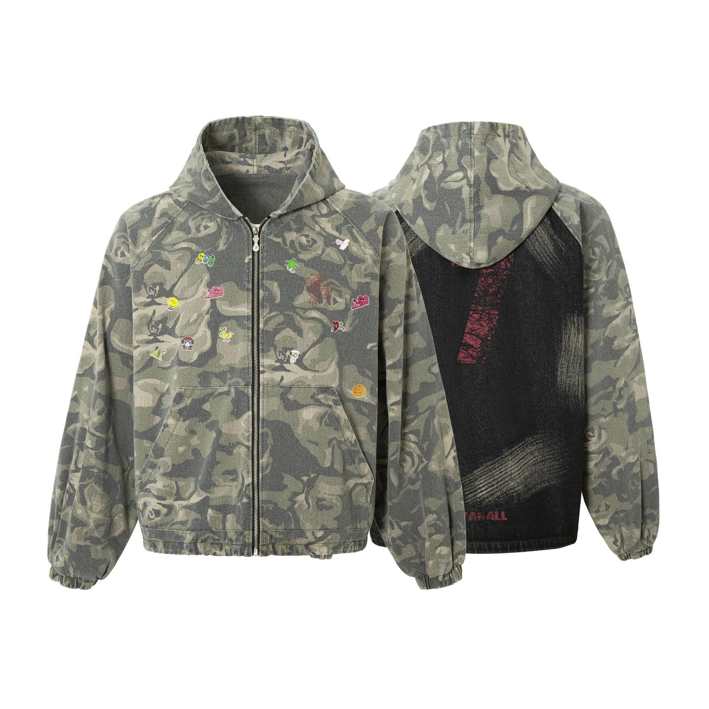 Retro Patchwork-sense Graffiti Camouflage Jacket Coat