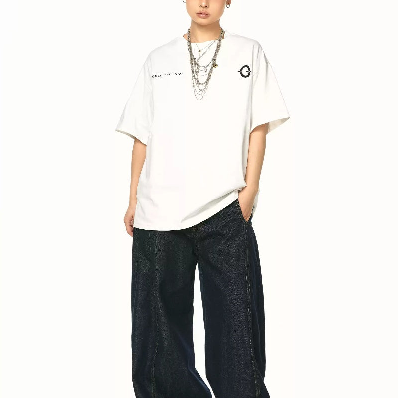 All-match Casual Short-sleeved T-shirt Basic Style Black And White