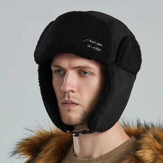 Women Stitching Lamb Fleece Thickened Winter Skiing Windproof Warm Hat