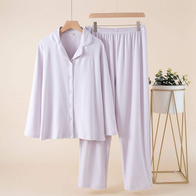 New Womens Solid-color Embroidered Loose-fitting Set