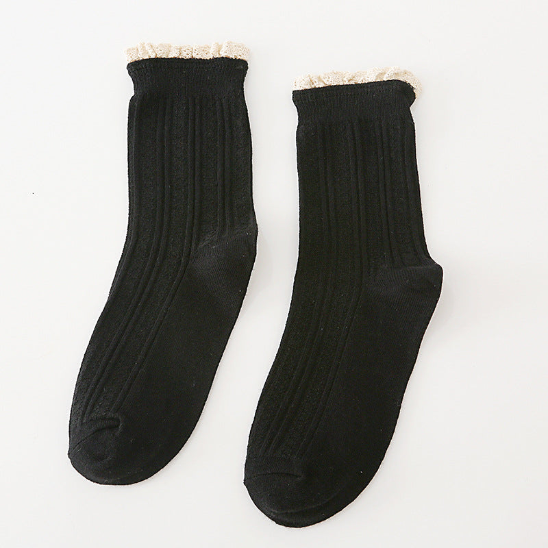 Autumn And Winter Socks Women's Japanese College Style Lace