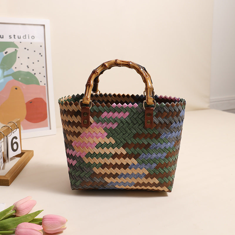 Women's Fashion Retro Large Capacity Woven Bag