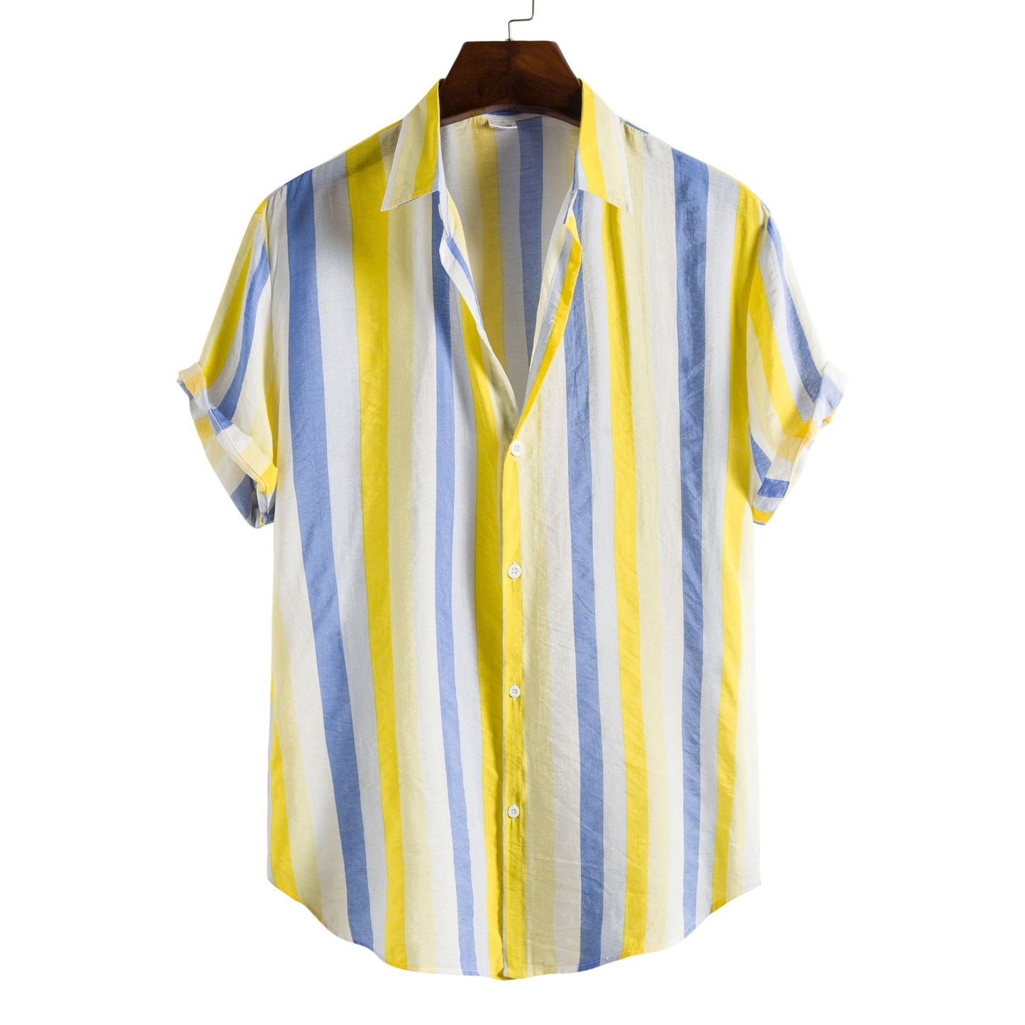 Lapel Cotton Slim-fit Printed Bamboo Shirt