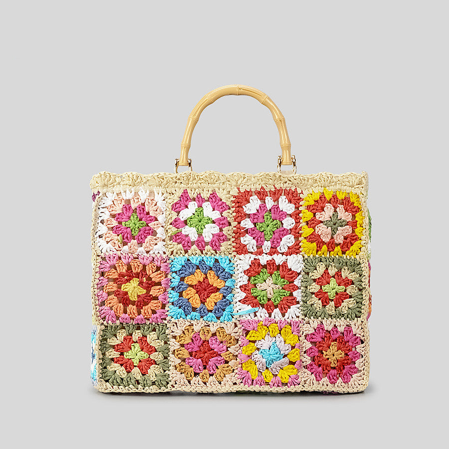 Fashion Cool Contrast Color Straw Bag Women