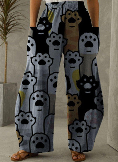 Printed 3D Trendy Irregular Wide-leg Pants