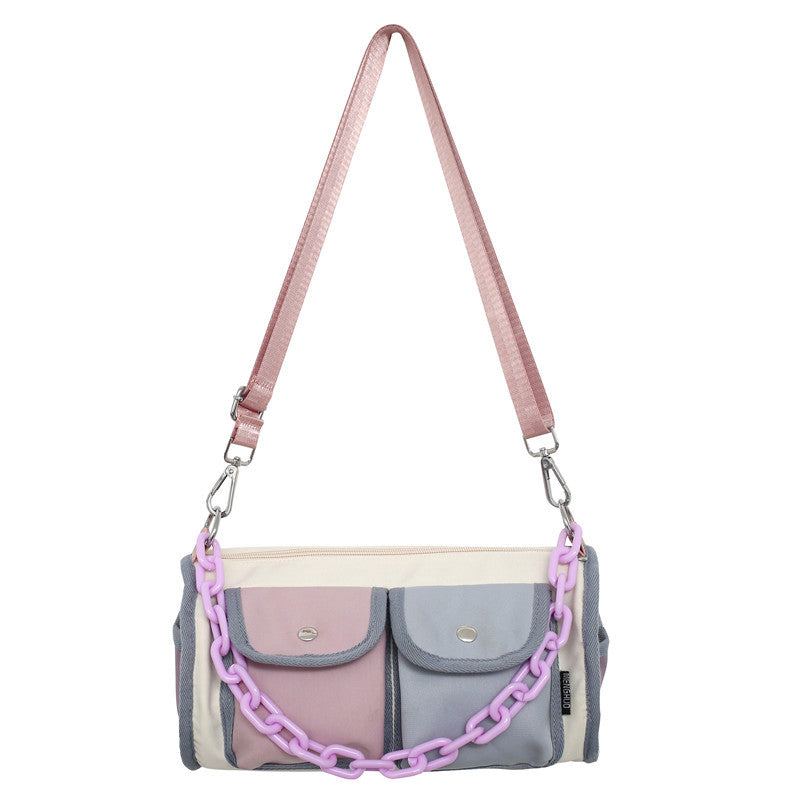 New Chain Ladies Messenger Bag Contrast Color Large Capacity