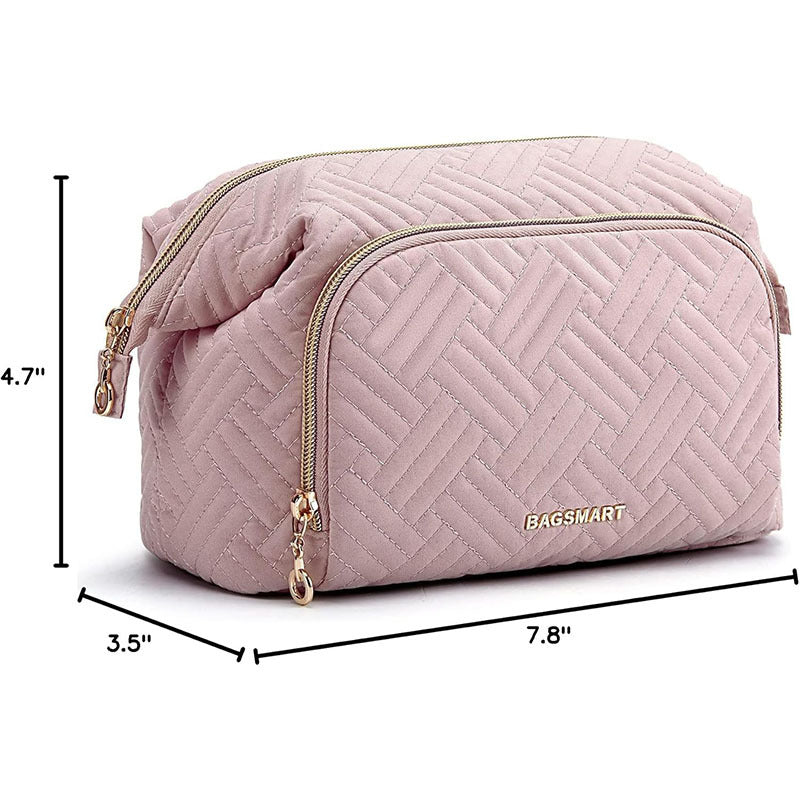 Large Wide-opening Quilted Makeup Bag