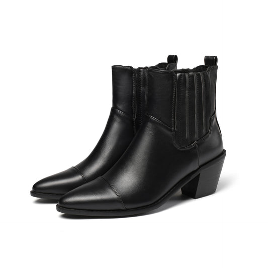 Women's Mid-heel Low-top Solid Color Martin Boots