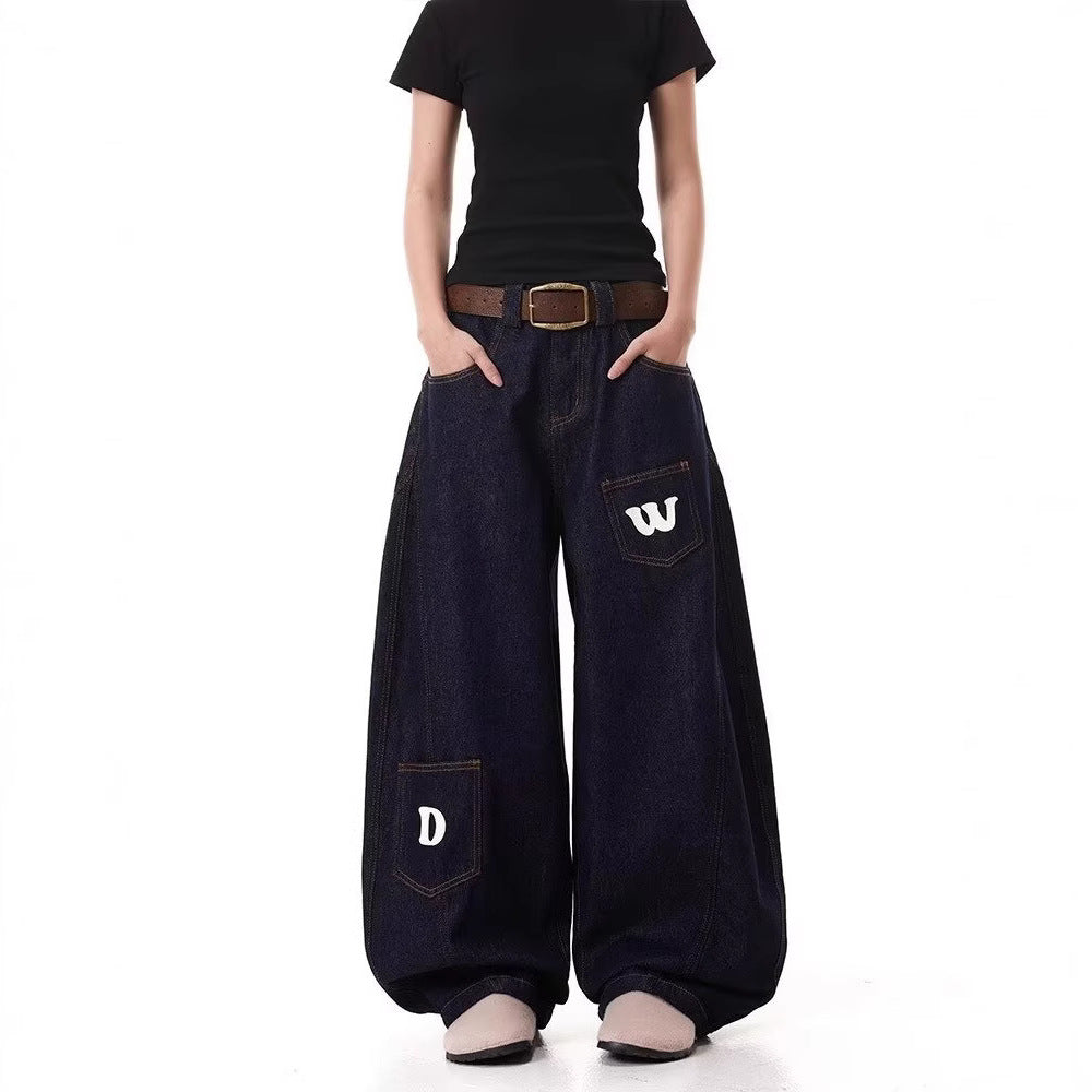 Letter Print Cropped Machete Jeans