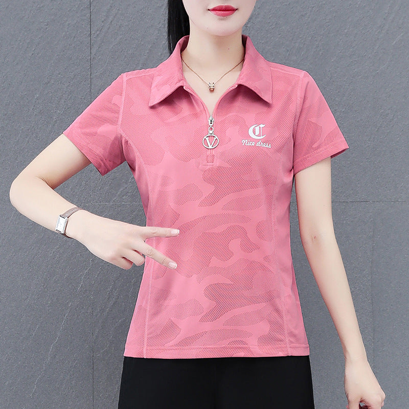 Ice Silk Quick-drying Lapel Short Sleeve Lightweight Breathable Outdoor Running Sportswear