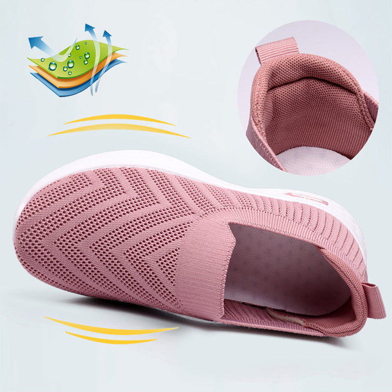 Afslappede mesh-sko strømpesko slip-on flade sko til kvinder sneakers afslappede bløde såler gåsko sportssko