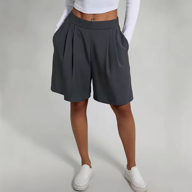 Womens Pants Womens Shorts Casual Loose Solid Color