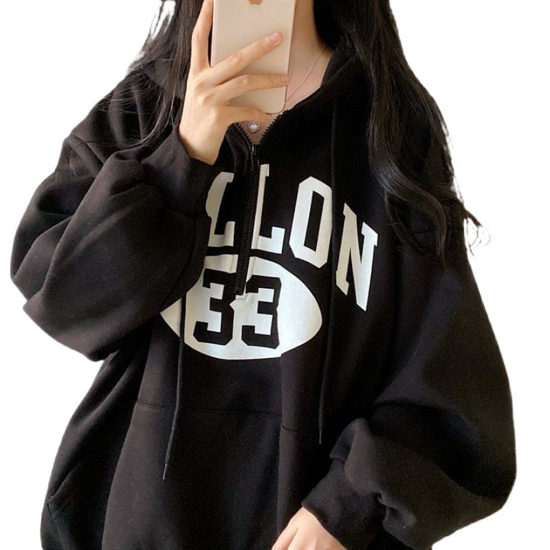 Fleece-lined Thickened Hooded Sweatshirt Women's Design Sense