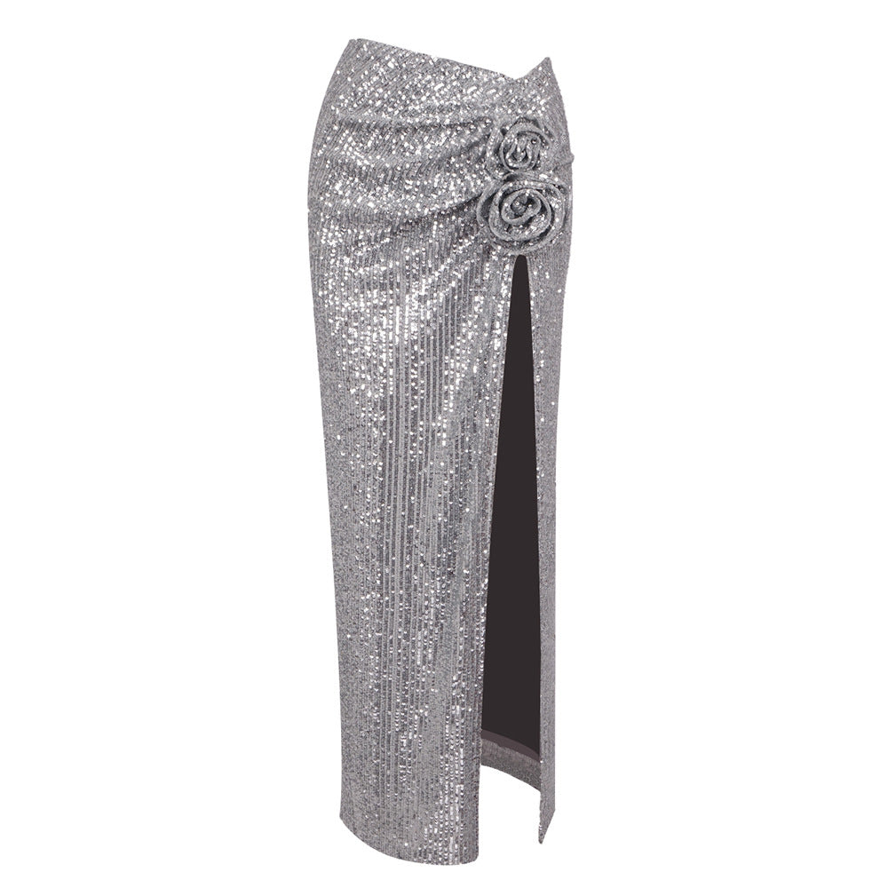 Autumn New Style Silver Dress Glitter Skirt