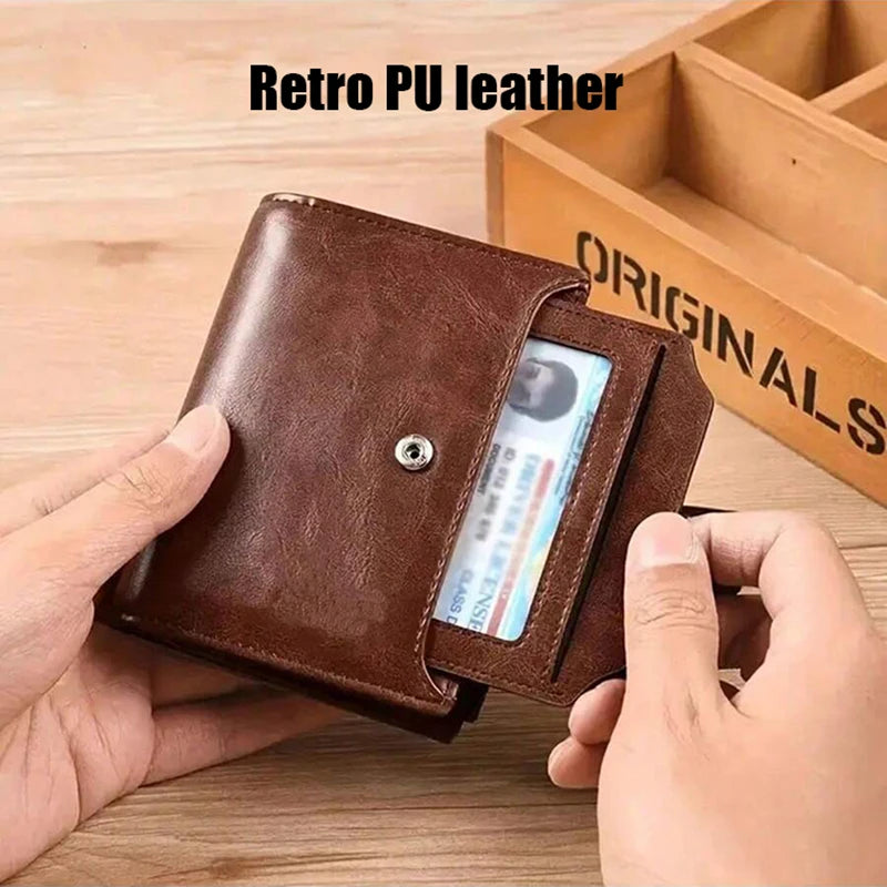 Men'S Coin Purse Wallet RFID Anti-Theft Man Leather Wallet Zipper Business Card Holder Money Bag Wallet Male