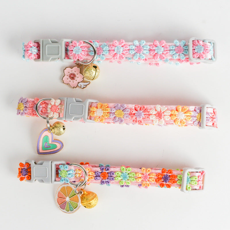 Lace Embroidery Trim Bell Pet Collar