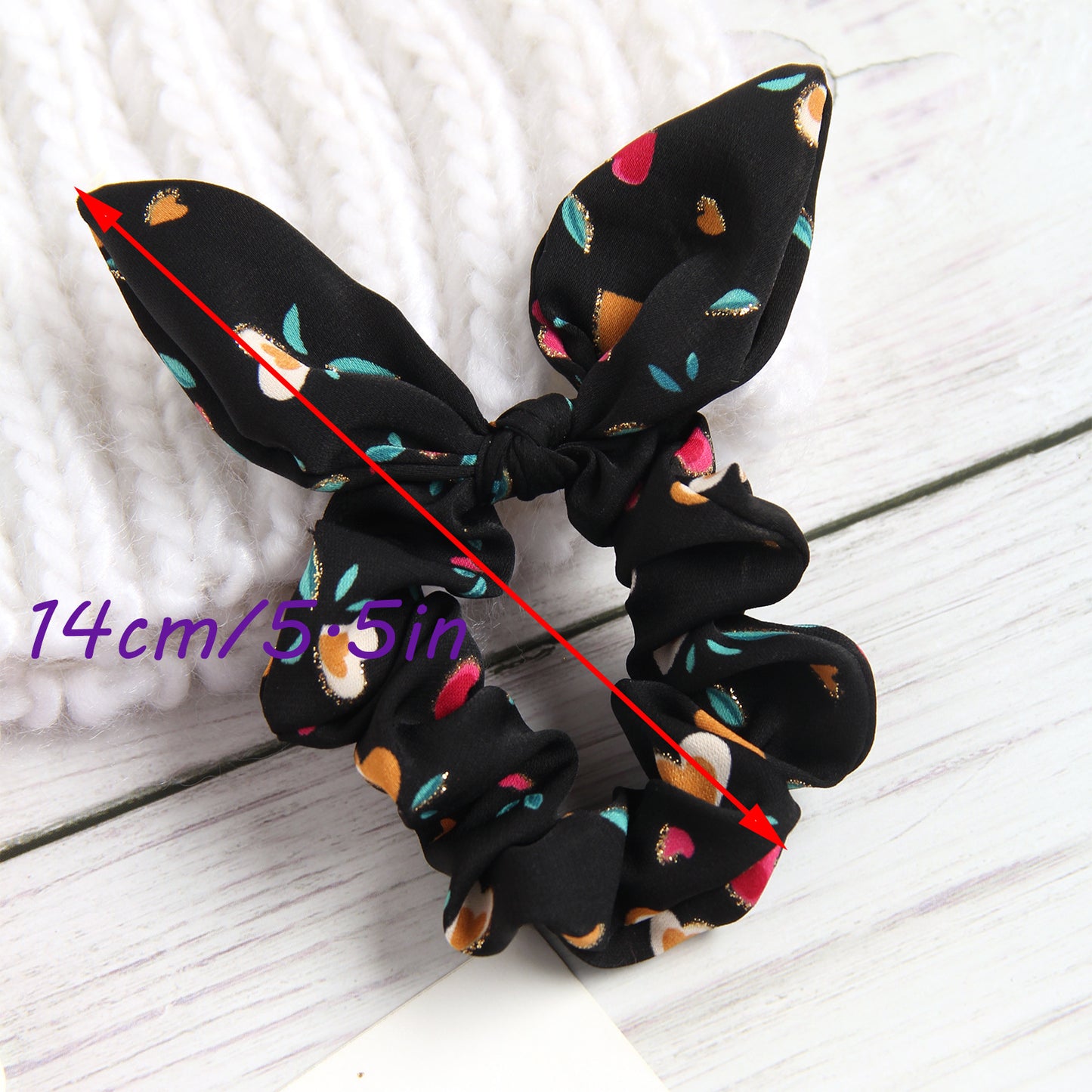 Phnom Penh Heart Shape Printed Rabbit Ears Headdress Hair Rope